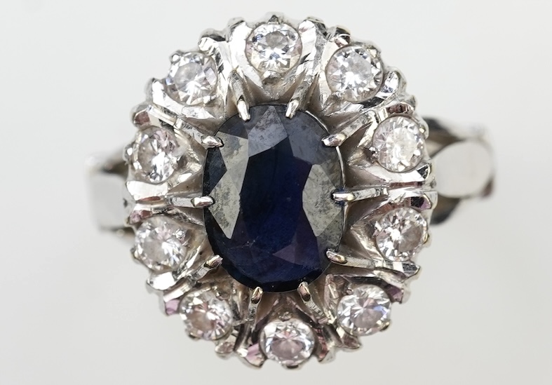 A sapphire and diamond cluster ring